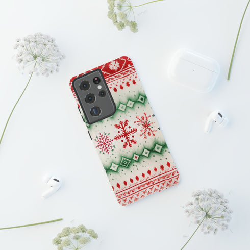 Icelandic Watercolor inspired by Christmas Sweaters - Impact Resistant Phone Case